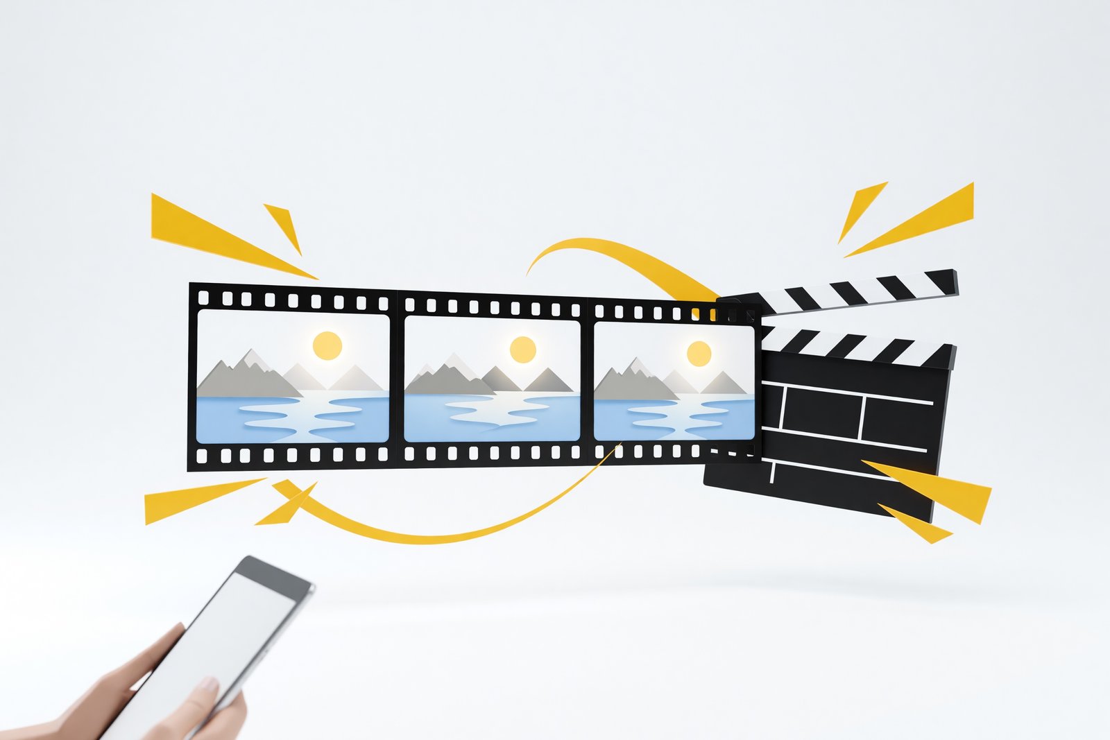 Scènes cinématiques — une bande de film avec plusieurs plans cohérents