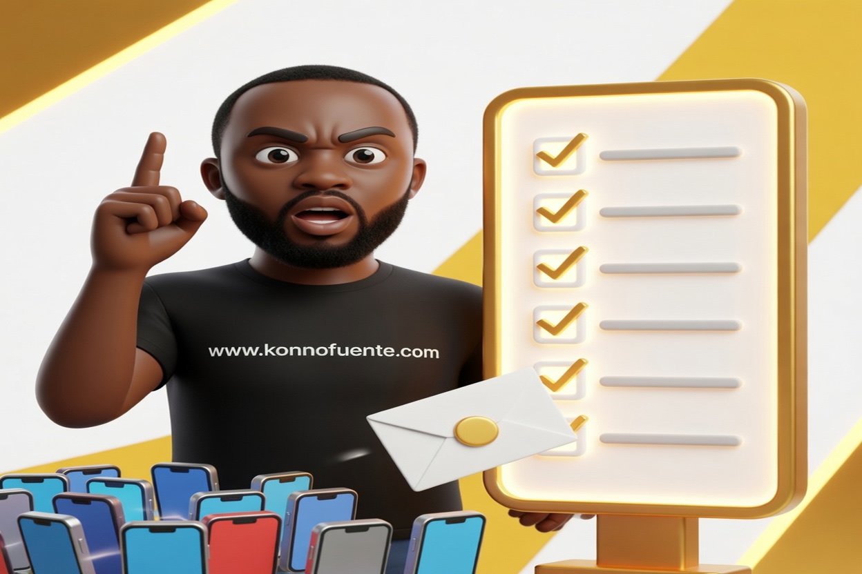 L'avatar de Konno pointe une liste de règles cochées