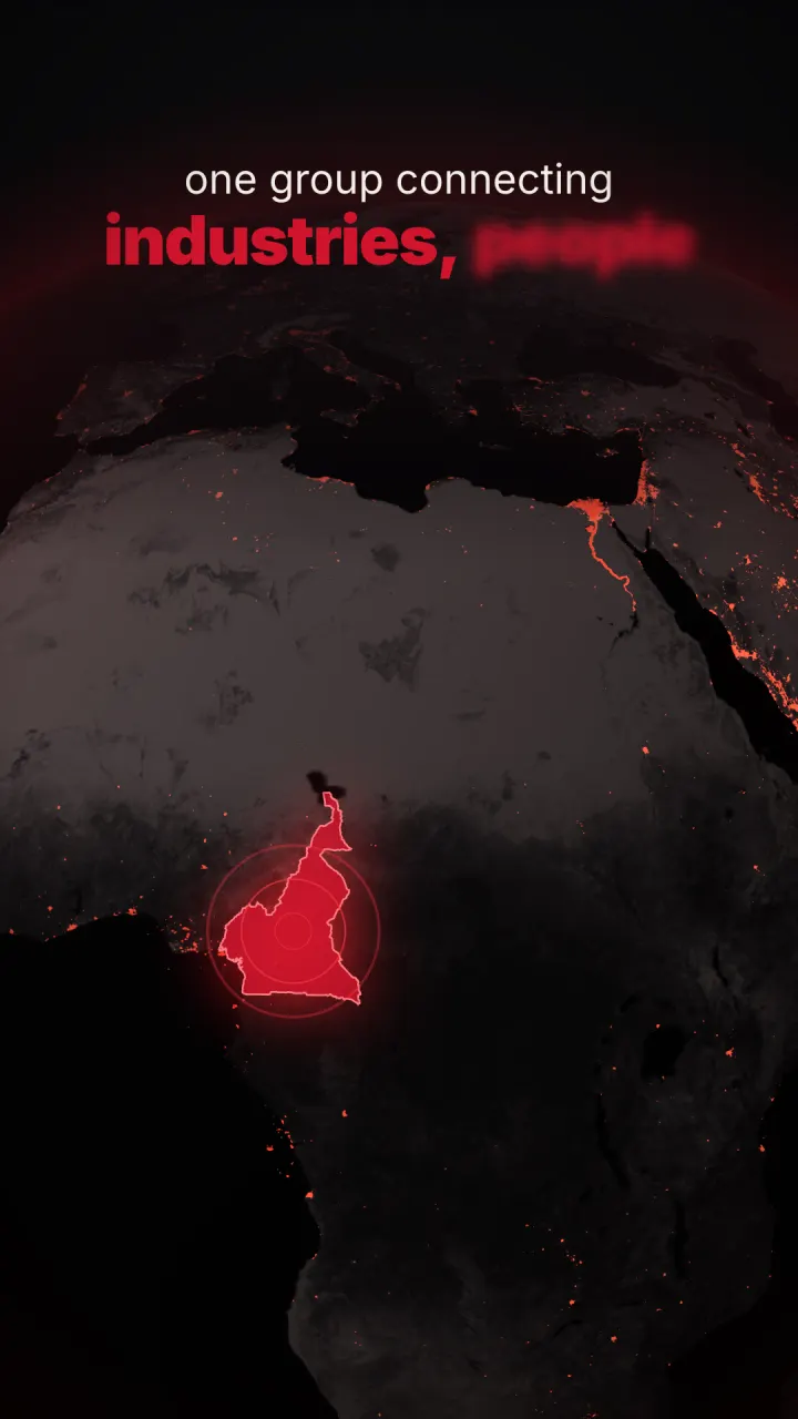 Cameroon lit in red on the globe